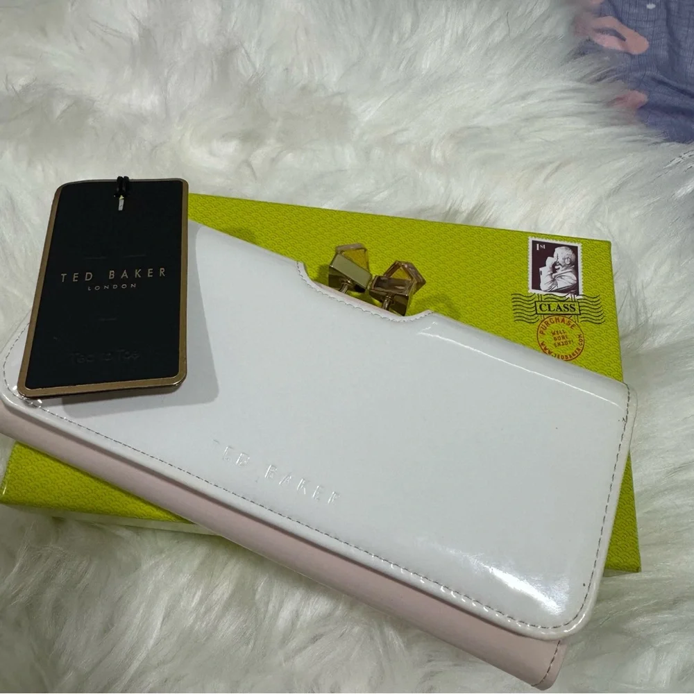 Ted Baker Cream Light Pink Patent Leather Wallet